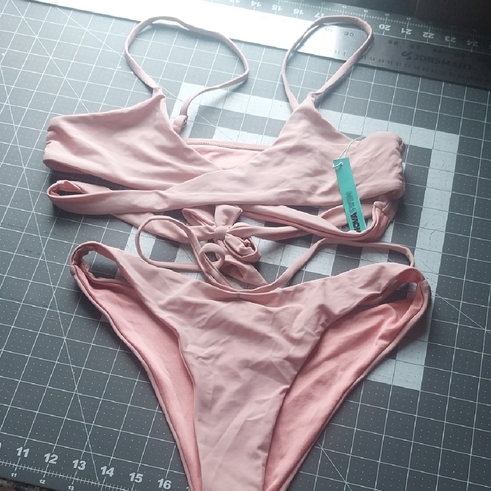 Fashion Nova Blush Pink Wrap Bikini Set